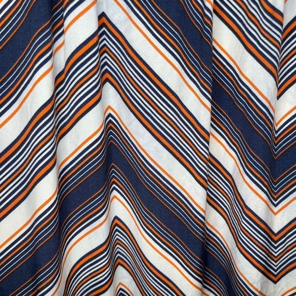 Modcloth Up Close and Personality Midi Skirt Chevron Stripe Navy Cream Orange XS - Picture 6 of 10